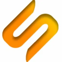 Żółto-pomarańczowe logo w kształcie litery S, z efektem 3D i cieniowaniem, na białym tle. Prosty, nowoczesny design z gradientem kolorystycznym.