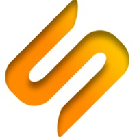 Żółto-pomarańczowe logo w kształcie litery S, z efektem 3D i cieniowaniem, na białym tle. Prosty, nowoczesny design z gradientem kolorystycznym.