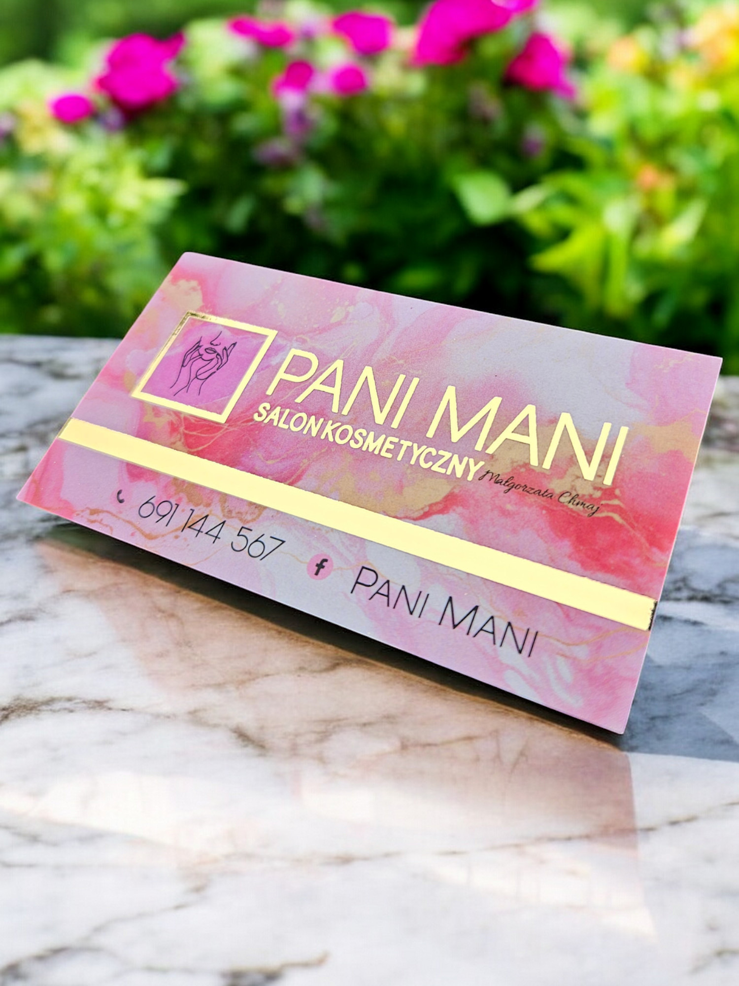 Wizytówki złocone soft touch