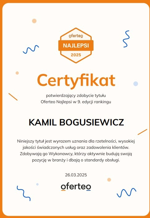 Certyfikat Oferteo Najlepsi.