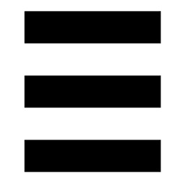 Czarny symbol menu hamburger na białym tle, trzy poziome paski.