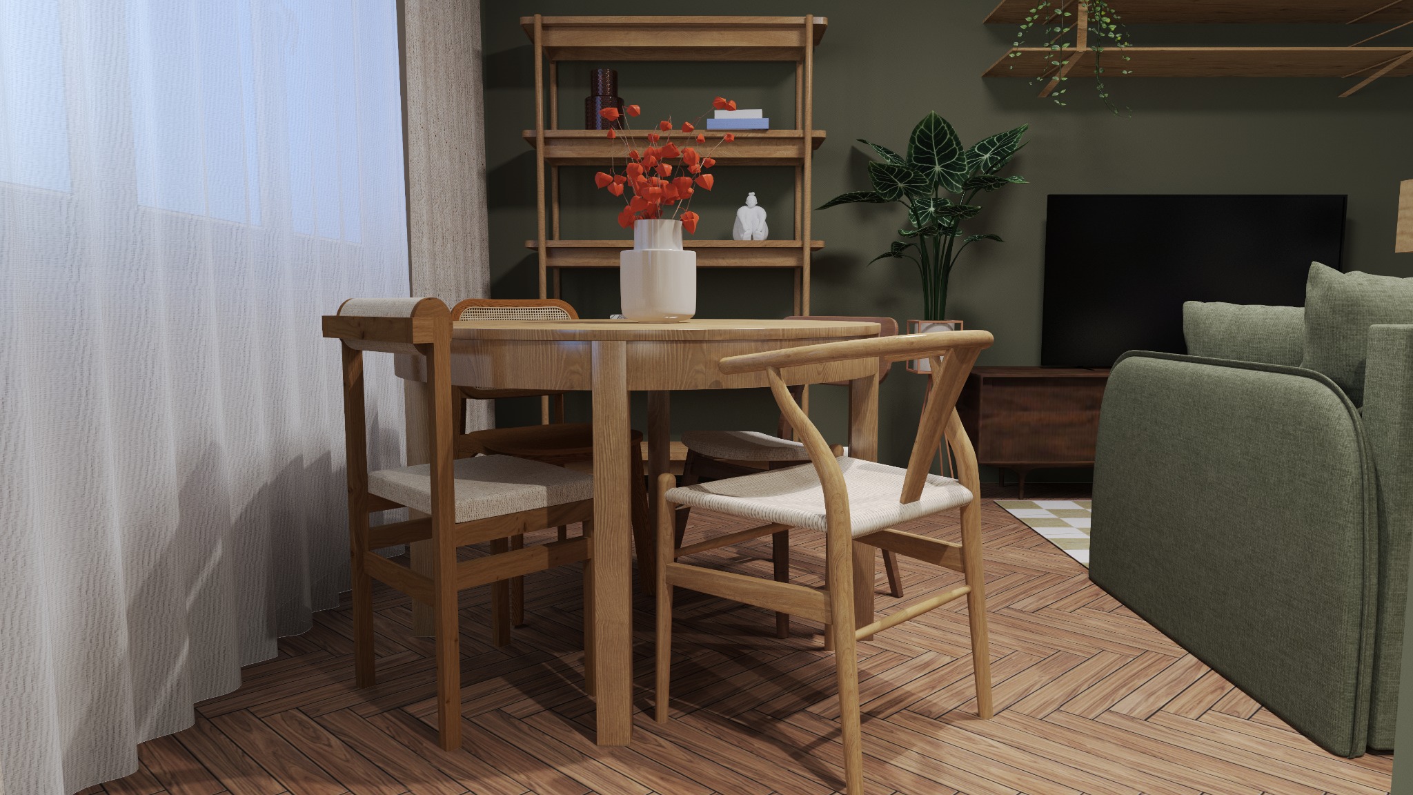 Projekt salonu w mieszkaniu na Starym Mokotowie