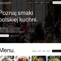 Strona internetowa dla restauracji, zintegrowana z elektronicznym menu oferując opcję zamawiania online oraz kodem QR przy stoliku