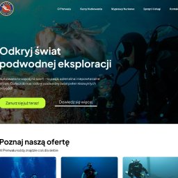 Strona internetowa dla centrum nurkowego, poza blogiem i integracją ze sklepem realizacja obejmowała stworzenie kalendarza do zapisów na wyprawy i kursy