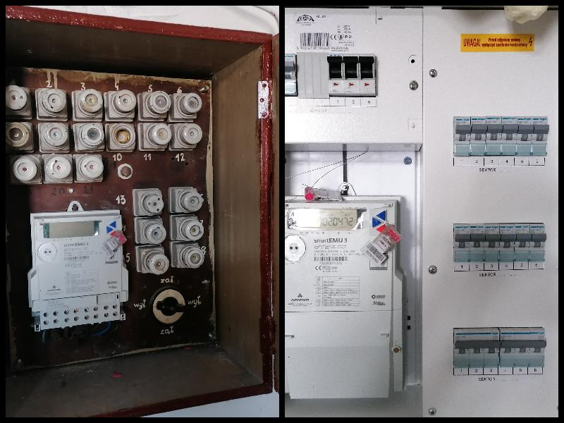 wymiana zabezpieczeń i tablicy licznikowej