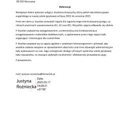 Referencje ze szkoły językowej. 