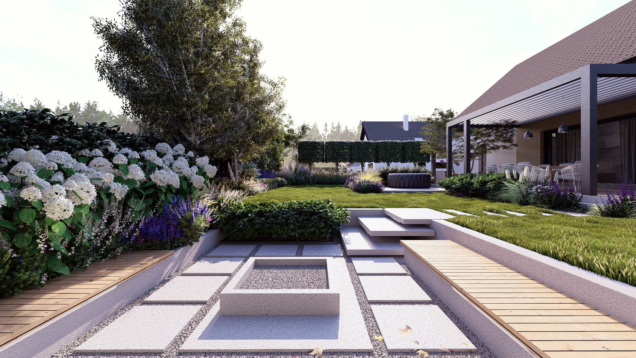 Projekt ogrodu z wgłębnikiem