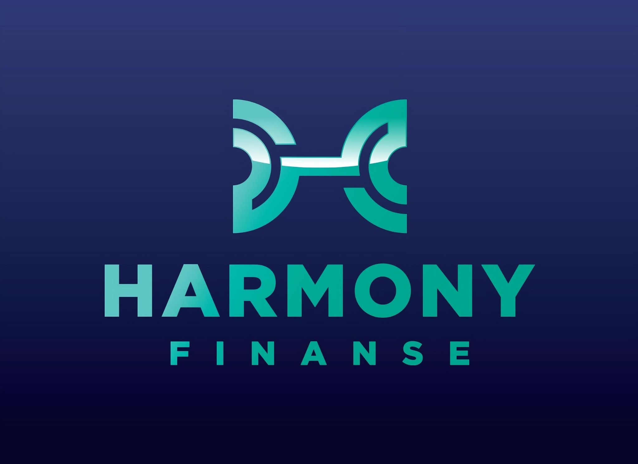 Logo firmy Harmony Finanse na ciemnoniebieskim tle, przedstawiające stylizowaną literę H w odcieniach turkusu.