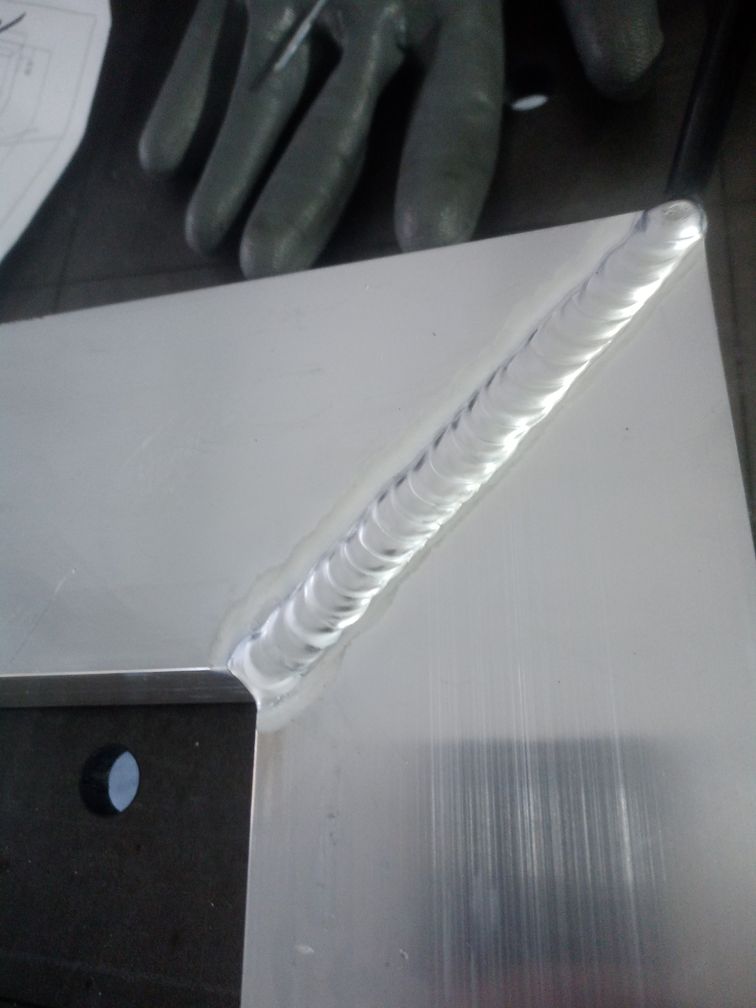 Metoda TIG, materiał AL grubość 3mm.