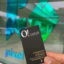 O! optyk. Wizytówki z lakierem wybiórczym. 