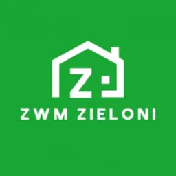 Logo firmy ZWM Zieloni: biały kontur domu z literą Z w środku na jednolitym zielonym tle.