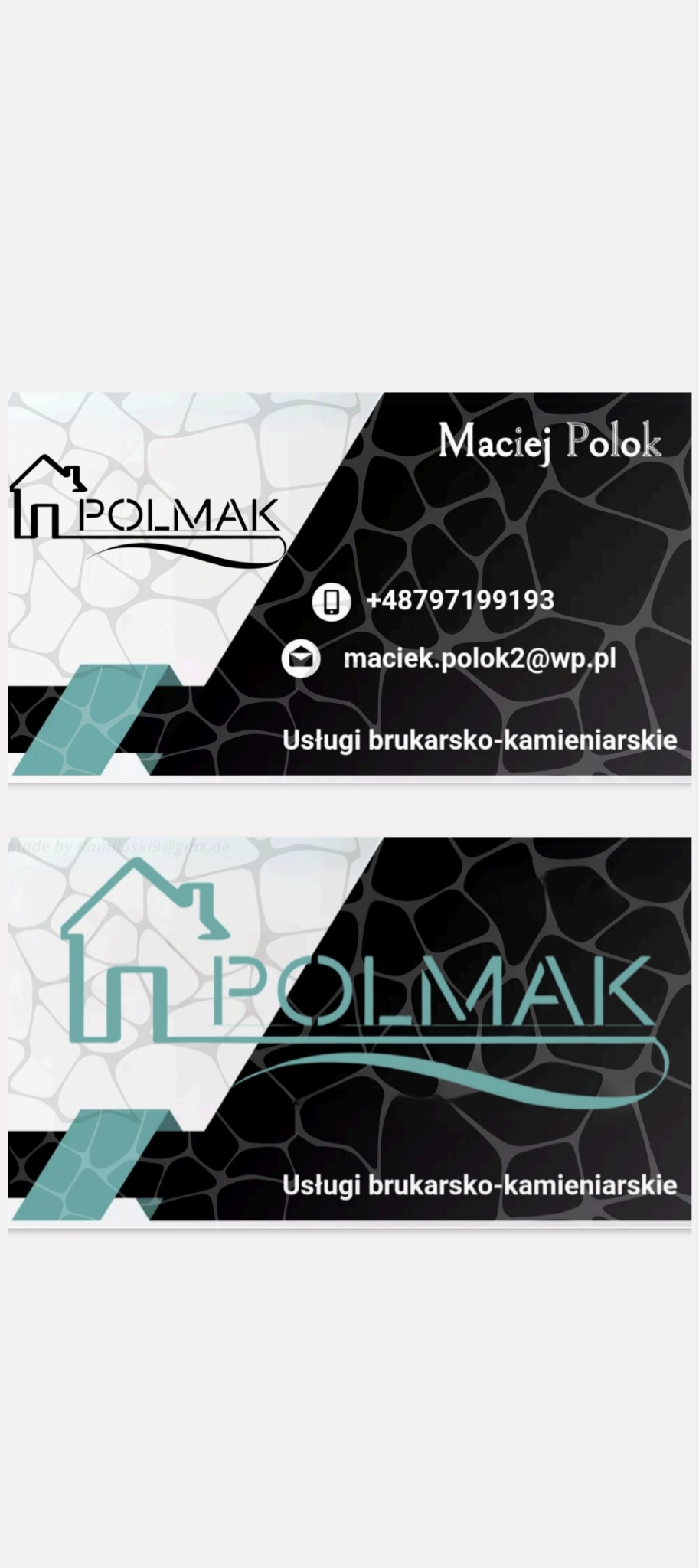 Wizytówka firmy brukarsko-kamieniarskiej