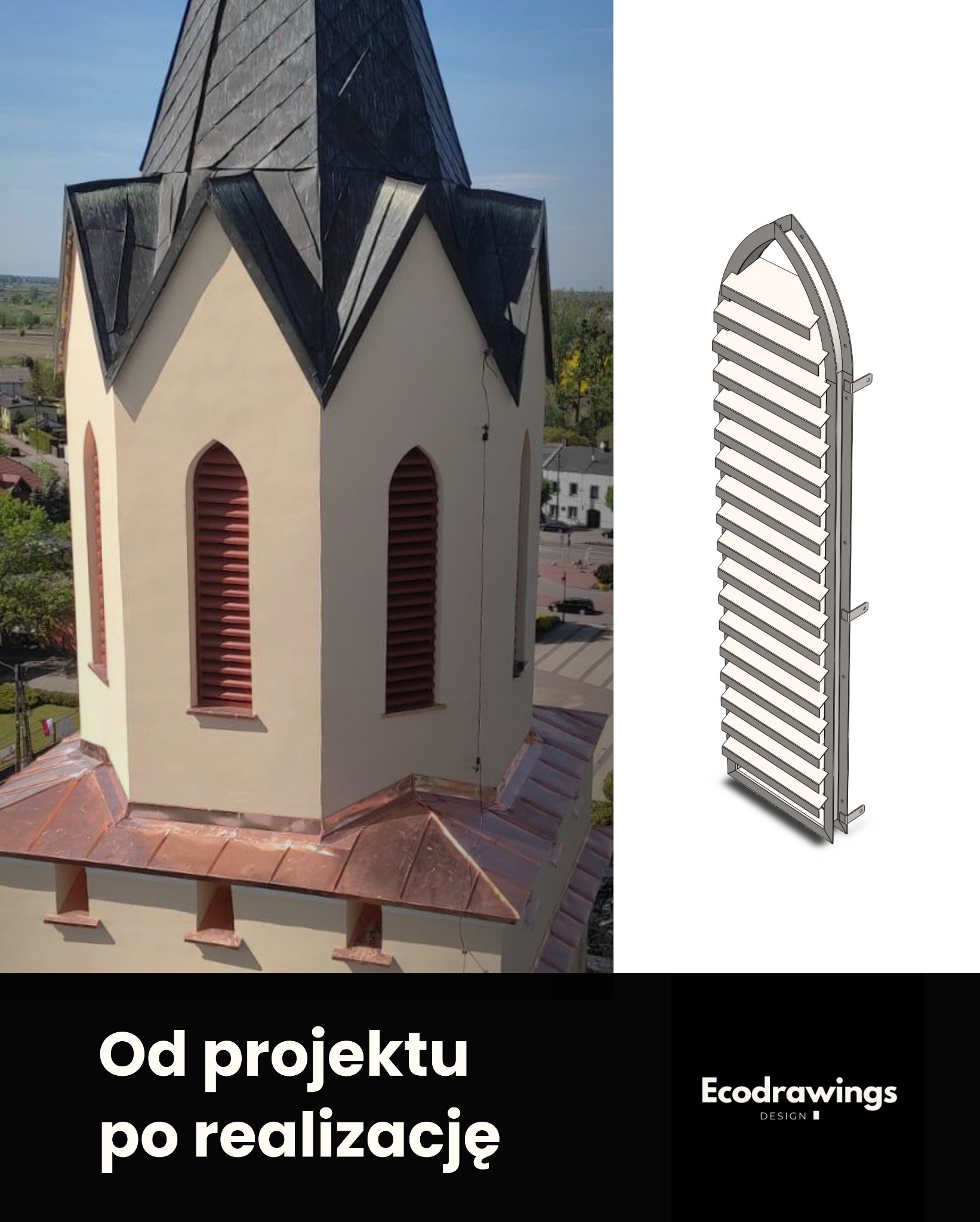 Stalowe żaluzje kościoła w Wiskitkach