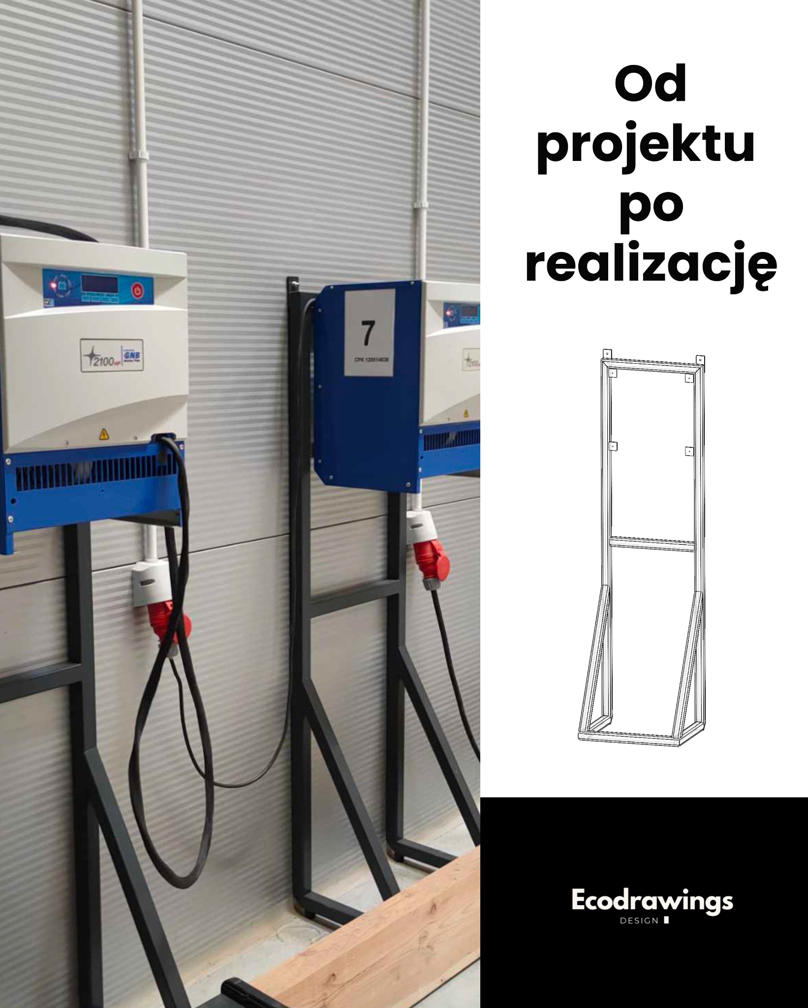 Wsporniki pod prostowniki do ładowania wózków widłowych.