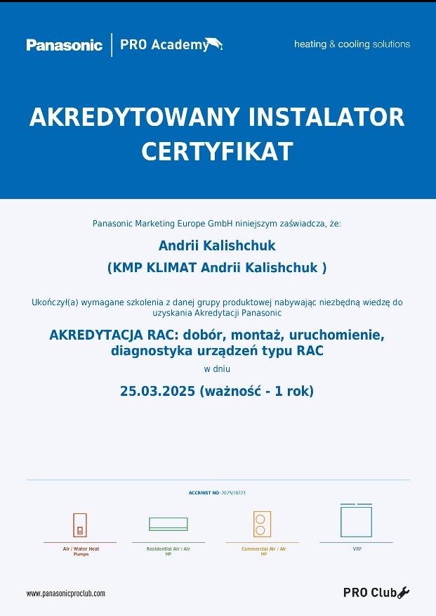 Certyfikat-RAC-Panasonic