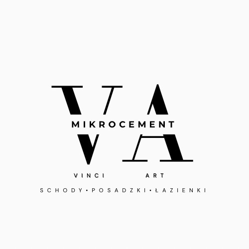 Logo firmy Vinci Art specjalizującej się w schodach, posadzkach i łazienkach, z wykorzystaniem materiału o nazwie Mikrocement.