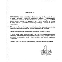 Referencje DOM BEST za okres 2013 - 2016