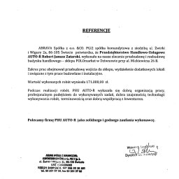 Referencje Abrava za przebudowe i rozbudowe sklepu POlOmarket w okresie 2015r.