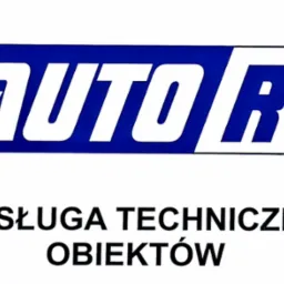 Logo firmy AUTOR: Obsługa Techniczna Obiektów na białym tle z niebieskim prostokątem i białym napisem AUTOR.