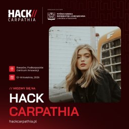 Głogowski.Studio - Grafika dla uczestników. Przeznaczona do publikacji na linkedin oraz inncyh SM. Ma ona promować Hackathon HackCarpathia