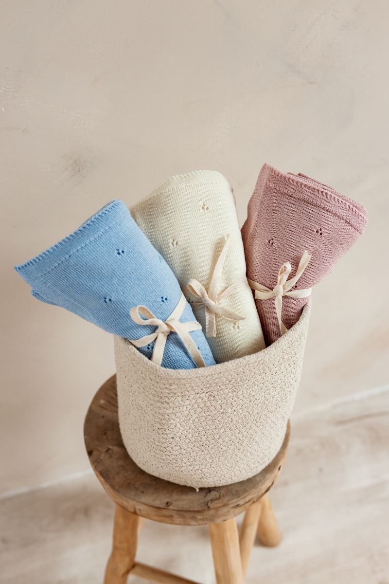 Zestaw kocyków dzianych 100% wełna merino Apollo