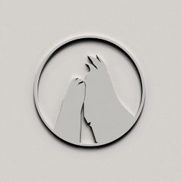 Digital Marketing, Branding, Key Visual - Minimalistyczne logo z sylwetkami dwóch lam w owalnej ramce, wykonane w odcieniach szarości, z efektem trójwymiarowości i cieniem na jednolitym tle.