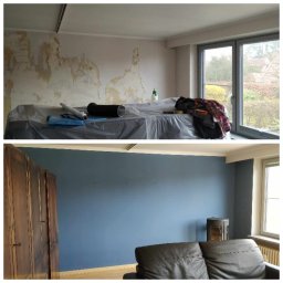 Zerwanie starej tapety , położenie gładzi plus malowanie 