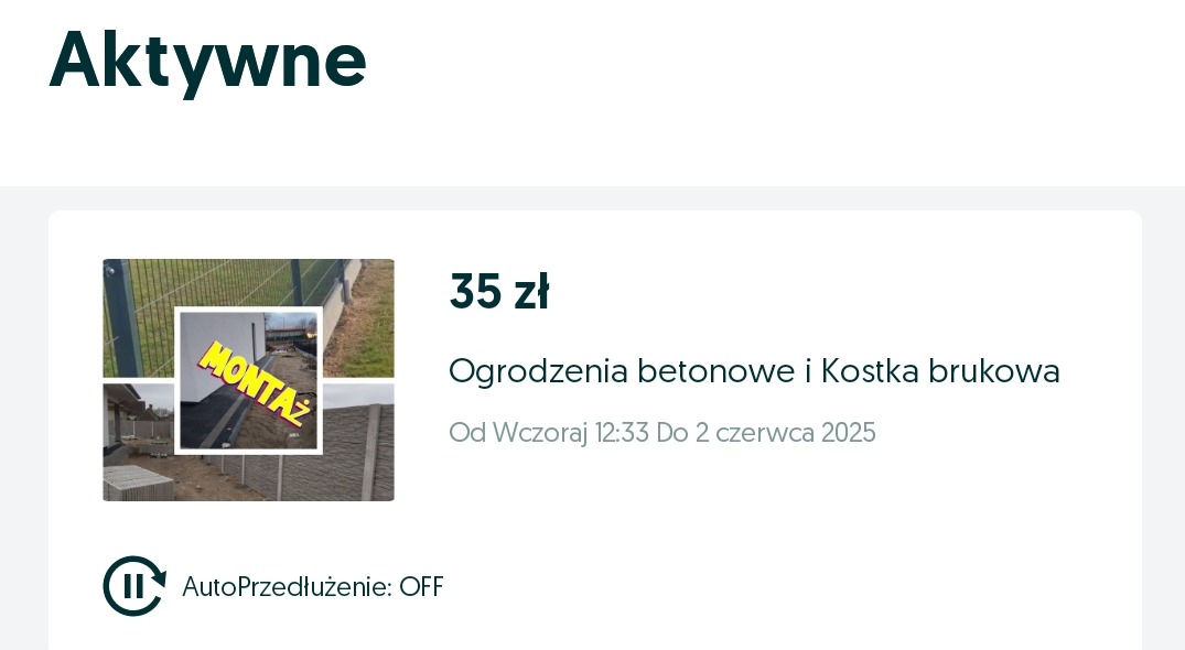 Mozaika zdjęć z montażu ogrodzeń betonowych i układania kostki brukowej, z żółtym napisem 'Montaż'.