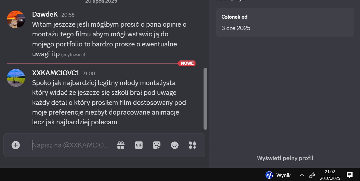Opinia na temat montażu 26minutowego filmu