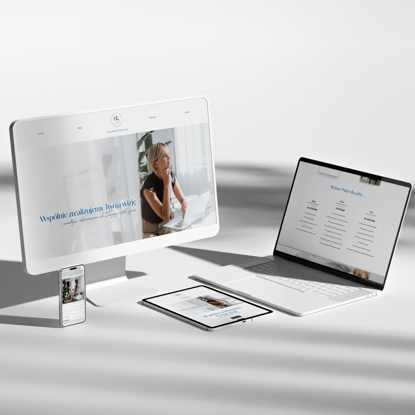 Projekt strony projektanta wnętrz.