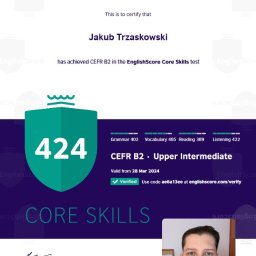 Certyfikat z Angielskiego