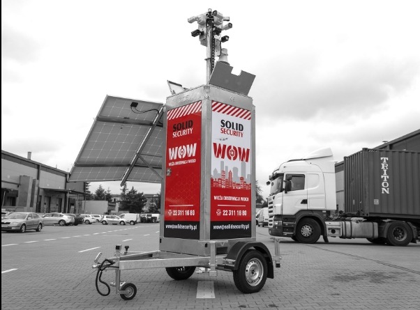 Mobilna wieża kamer - wieża obserwacji Wideo - Solid Security - przyczepka z kamerami