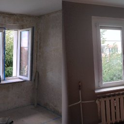 LEMINO TOMASZ NOWICKI USŁUGI REMONTOWO - BUDOWLANE - Pokój po kompleksowym odświeżeniu: - szlifowanie ściany z kleju po tapecie - wykonanie gładzi - malowanie