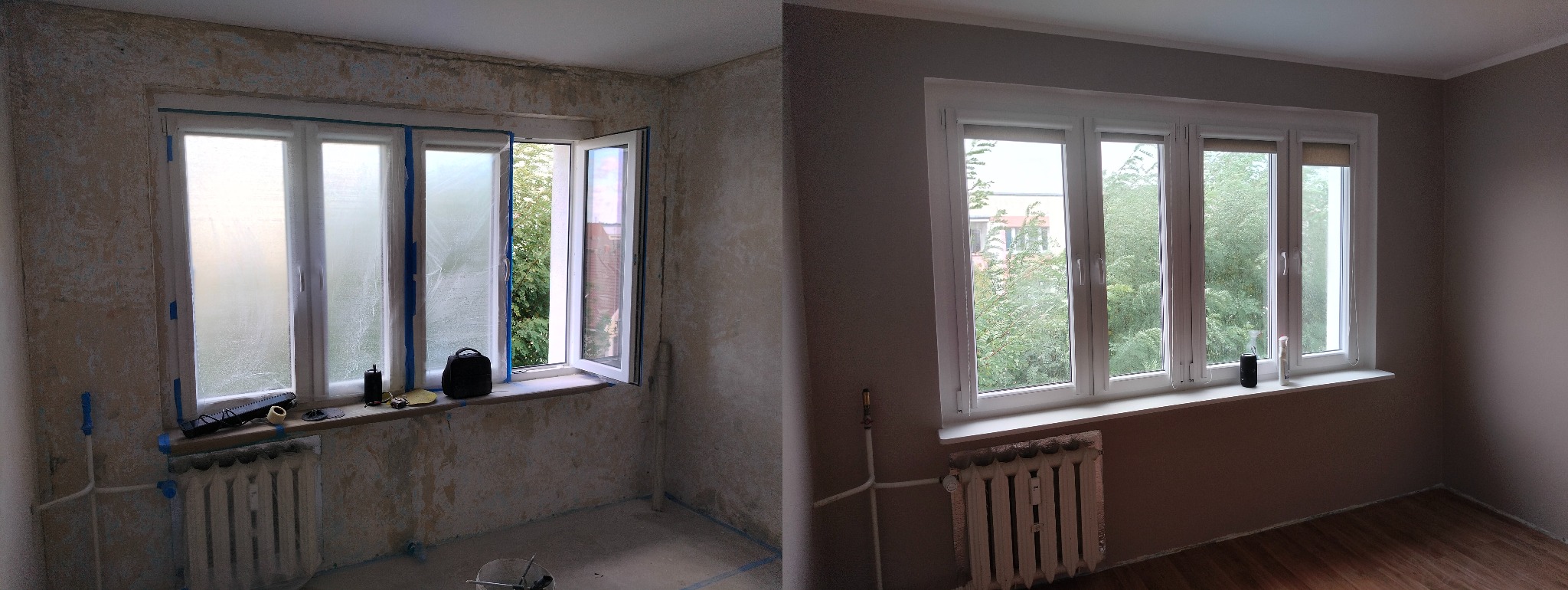 Pokój po kompleksowym odświeżeniu: - szlifowanie ściany z kleju po tapecie - wykonanie gładzi - malowanie