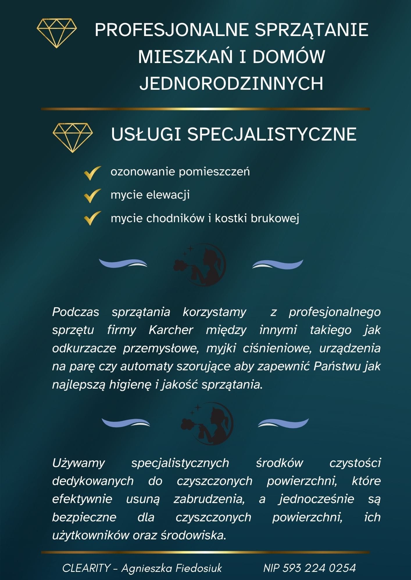 Profesjonalne sprzątanie: ozonowanie, mycie elewacji i kostki brukowej. Używamy sprzętu Karcher i specjalistycznych środków czystości.