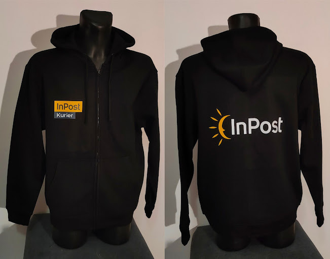 Czarna bluza z nadrukiem InPost dla kuriera