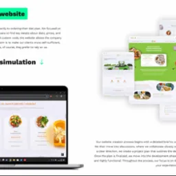 Prezentacja responsywnego projektu strony internetowej cateringu dietetycznego na laptopie, z widocznymi ekranami desktop i mobile, podkreślająca nowoczesny design i łatwość zamawiania diet online.