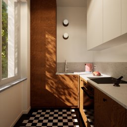 Projekt kuchni w mieszkaniu na Saskiej Kępie.