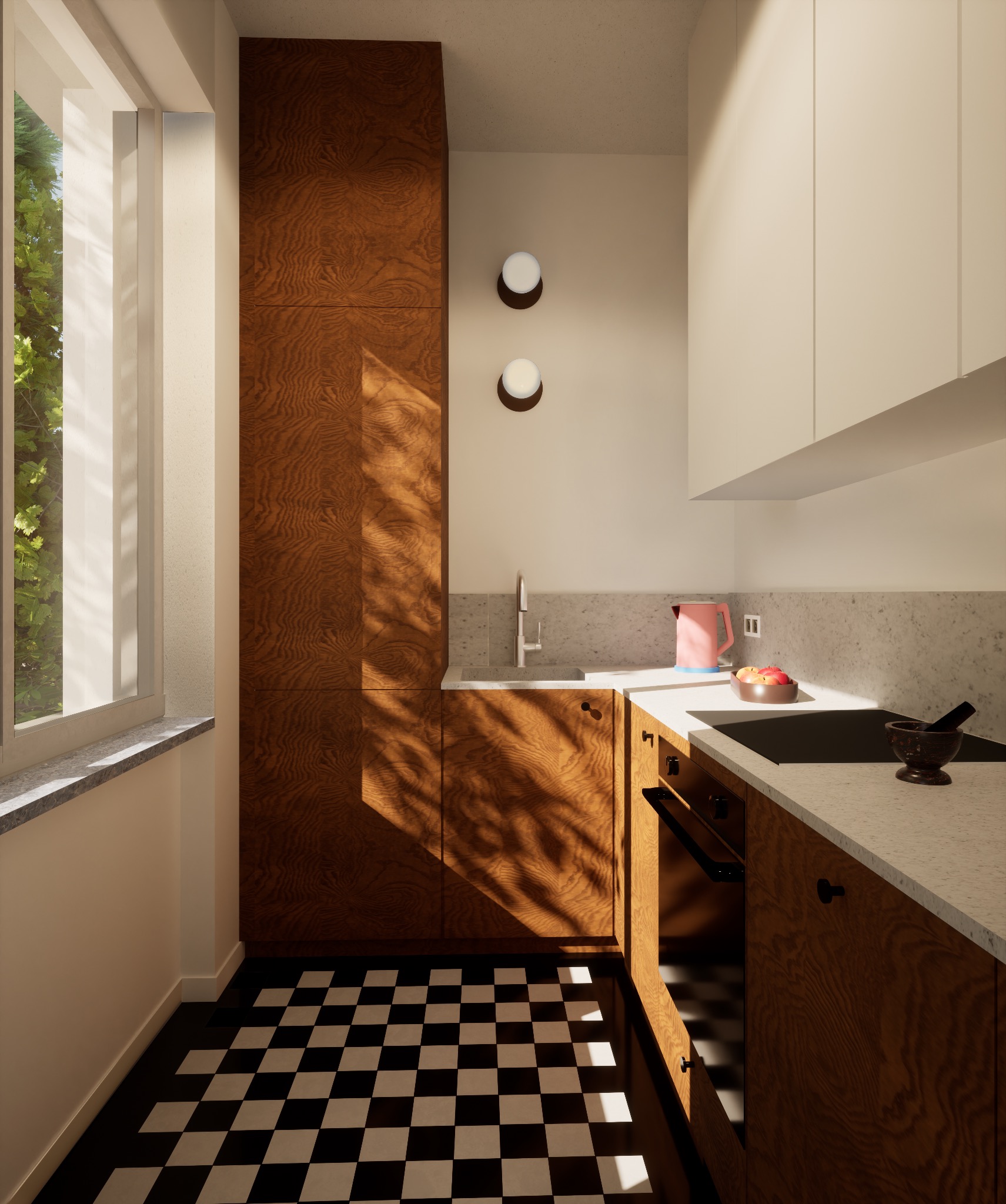 Projekt kuchni w mieszkaniu na Saskiej Kępie.