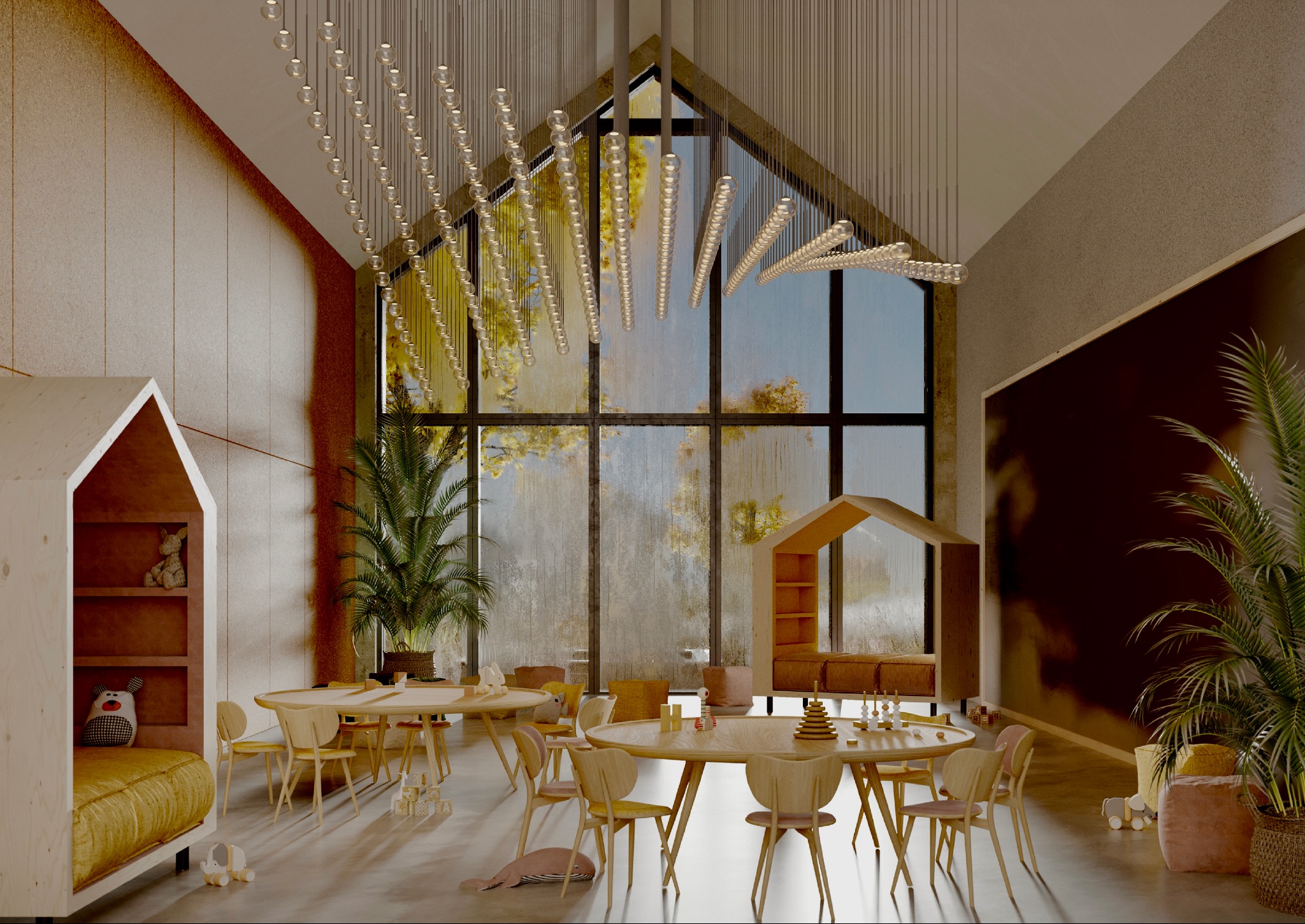 Projekt wnętrza przedszkola w jednej z podkrakowskich wsi.