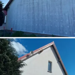 Nie zawsze samo mycie wystarczy, przy tej elewacji największy efekt zrobiła chemia.