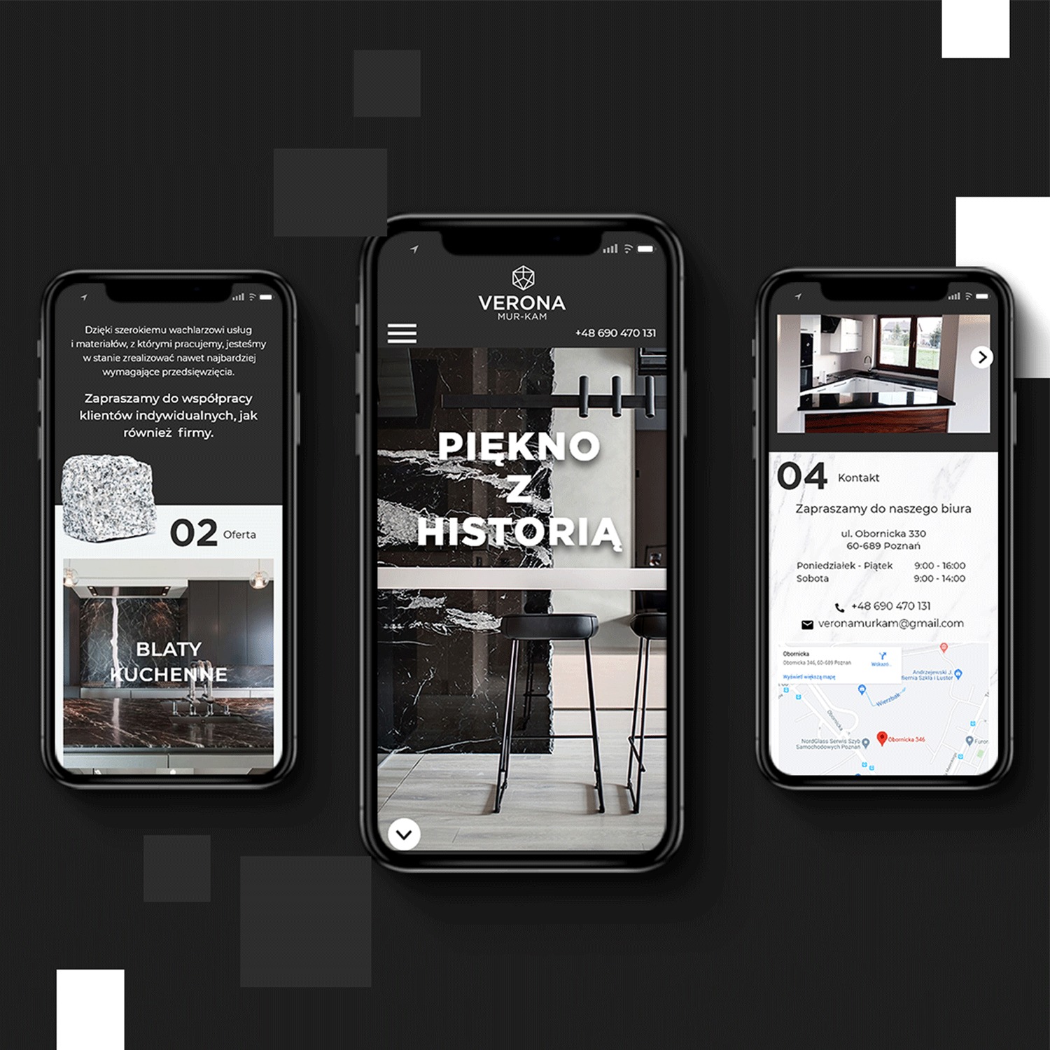 Strona internetowa oraz logo dla firmy Verona Mur Kam z branży kamieniarskiej.