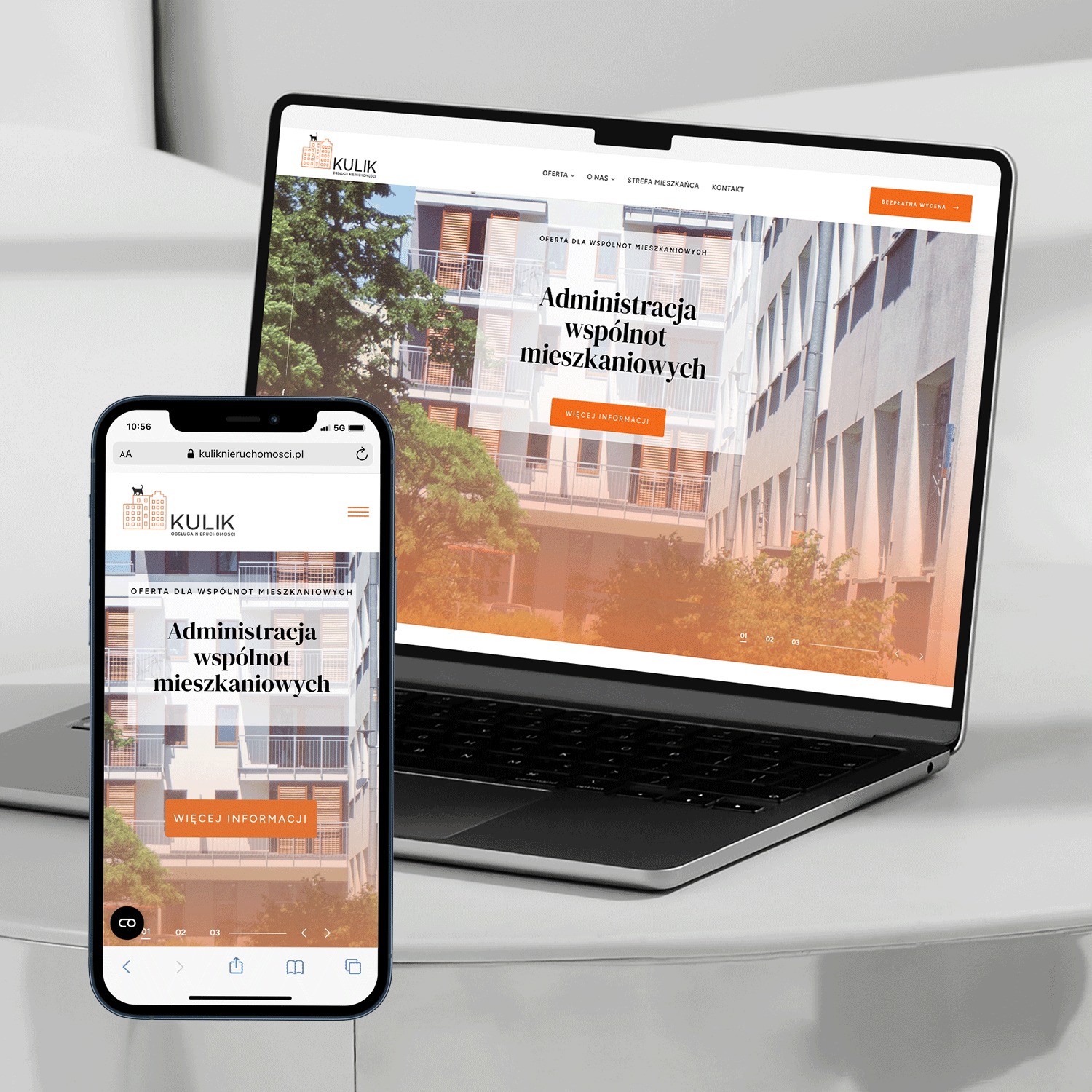 Strona internetowa oraz logo dla firmy Kulik Nieruchomości