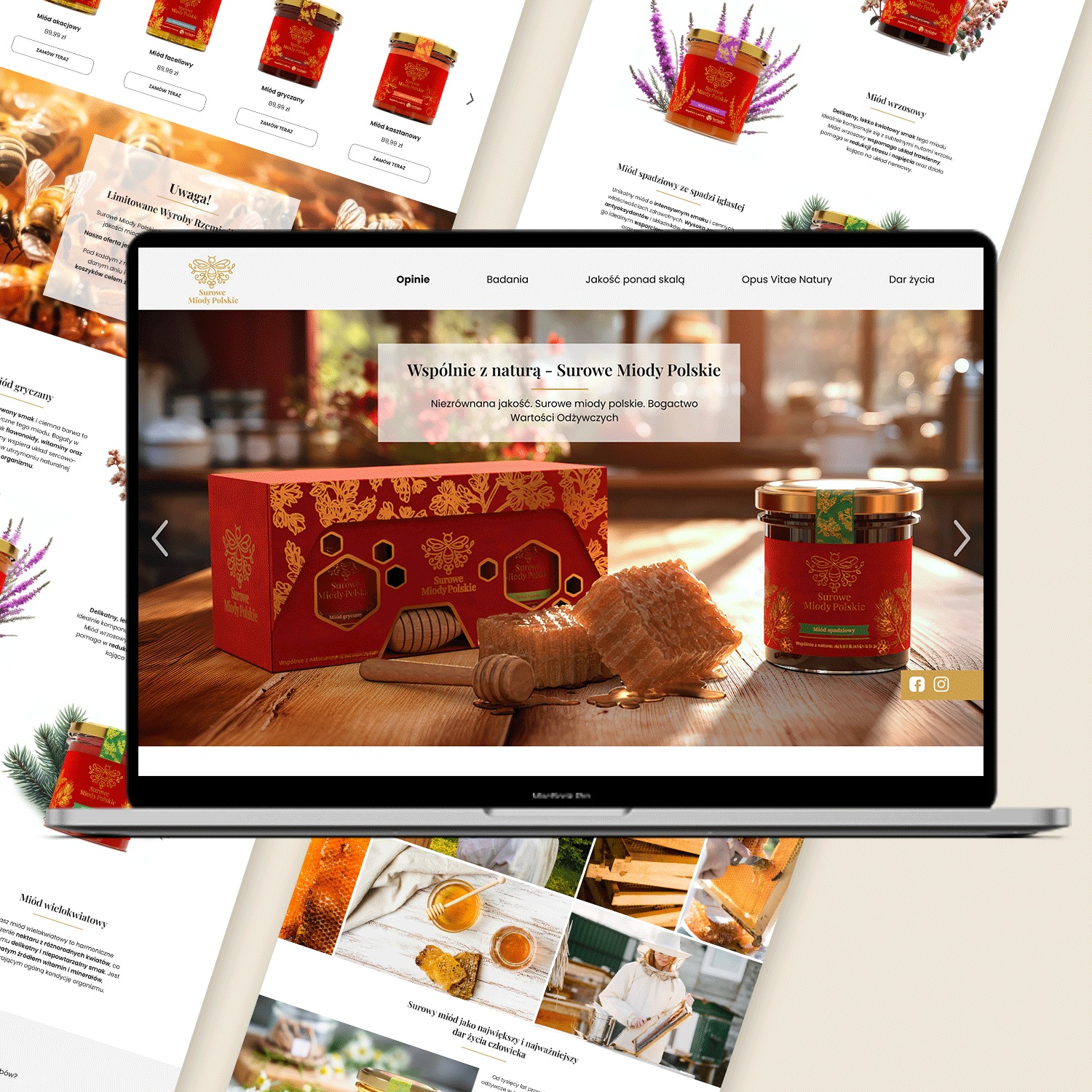 Landing page dla Surowych Miodów Polskich.