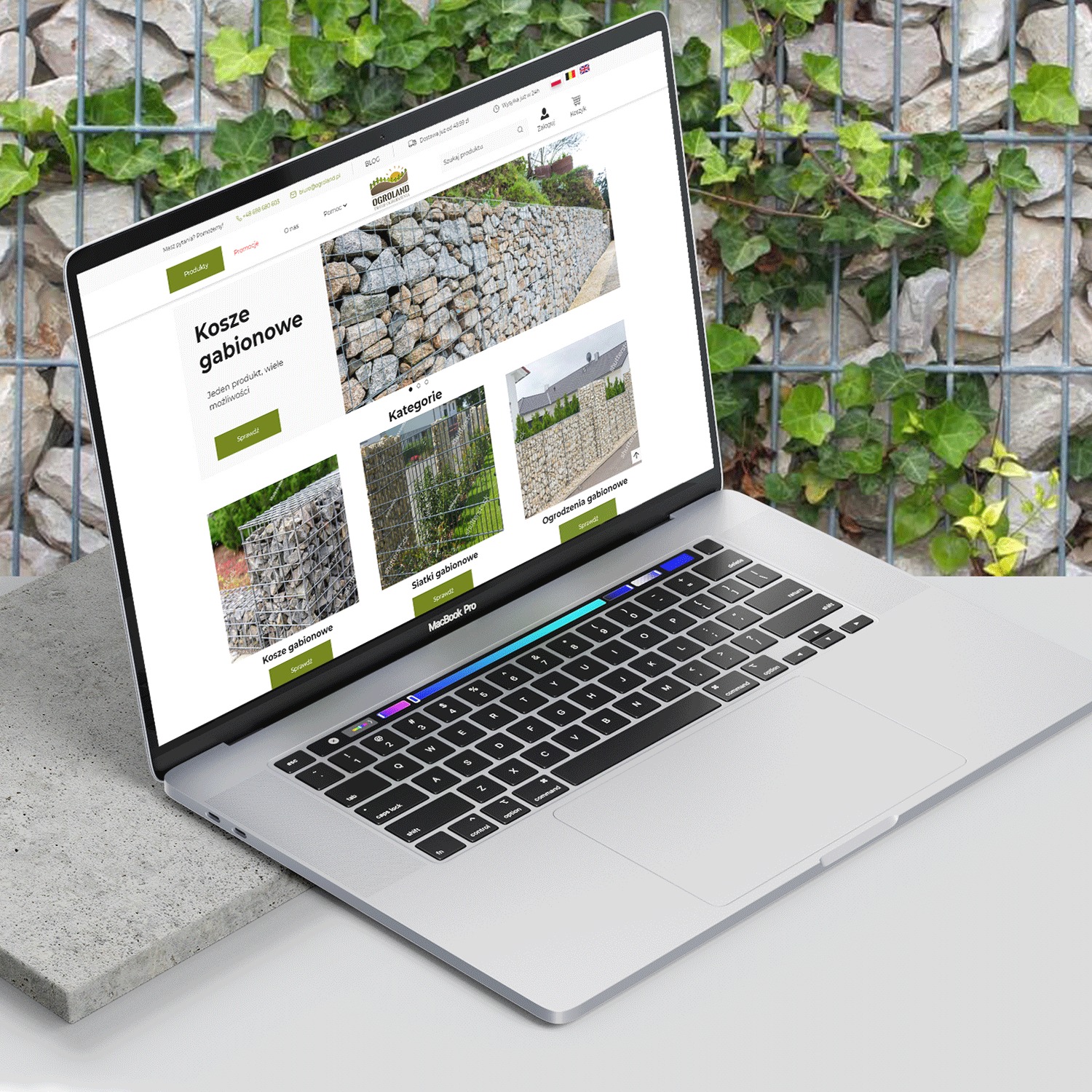 Sklep internetowy dla firmy specjalizującej się w ogrodzeniach gabionowych.