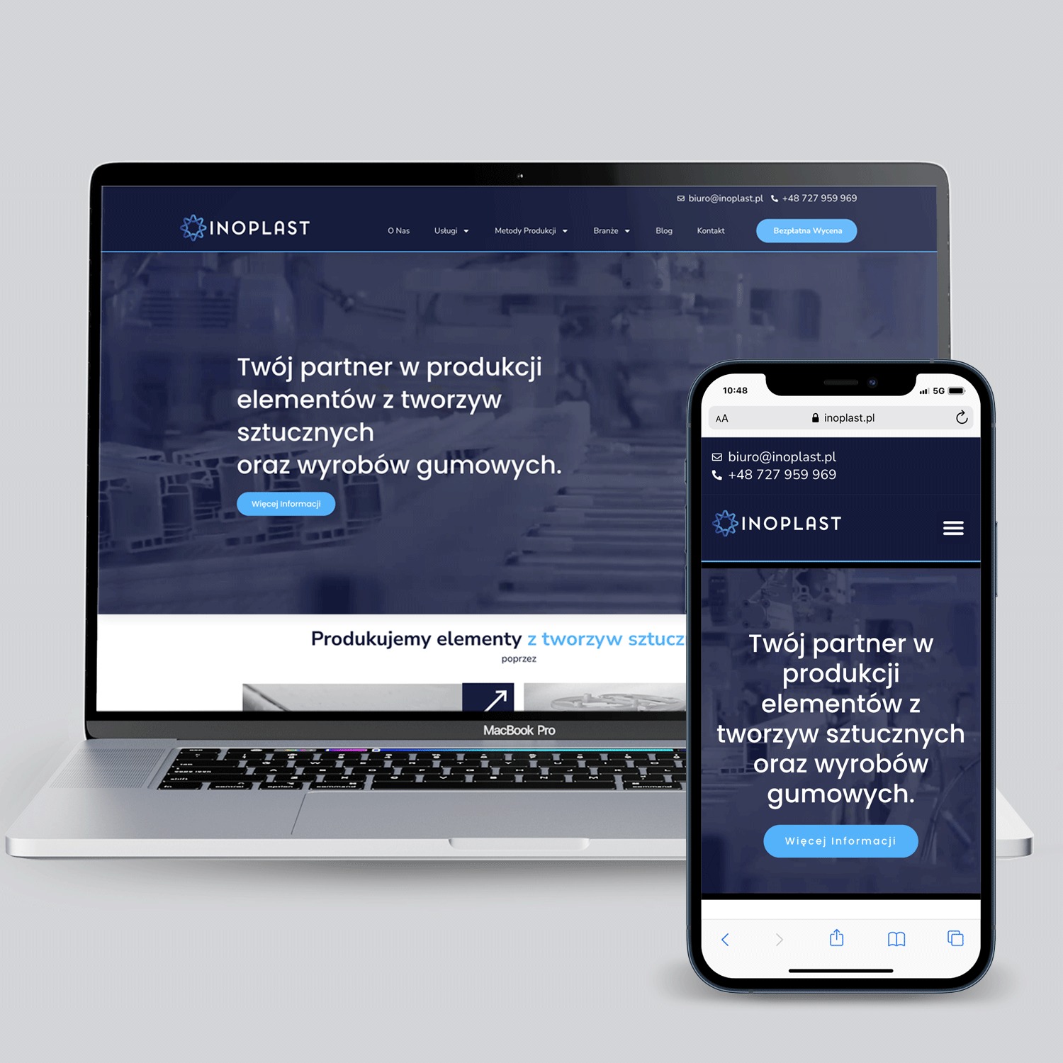 Strona internetowa oraz logo dla firmy produkcyjnej Inoplast.