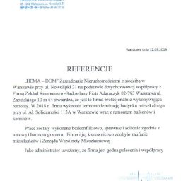 Referencje - termomodernizacja budynku al. Solidarności 113 w Warszawie.