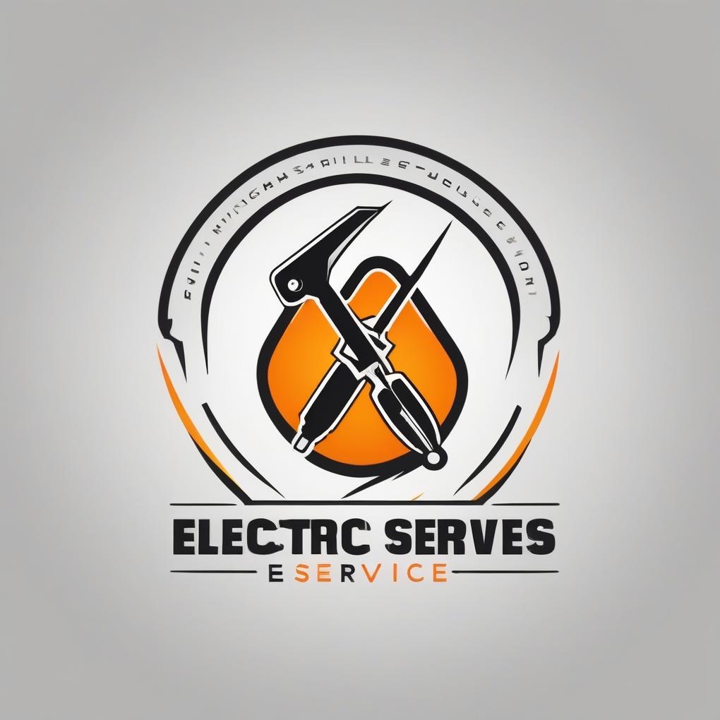 Logo firmy elektrycznej: skrzyżowane kombinerki i śrubokręt na pomarańczowym tle, otoczone okręgiem z napisem 'ELECTRC SERVES E SERVICE'.
