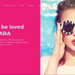 Strony internetowe & marketing - VNEA - Strona internetowa z wizerunkiem kobiety w okularach, prezentująca ofertę wypełniaczy i kosmetyków marki CARA.