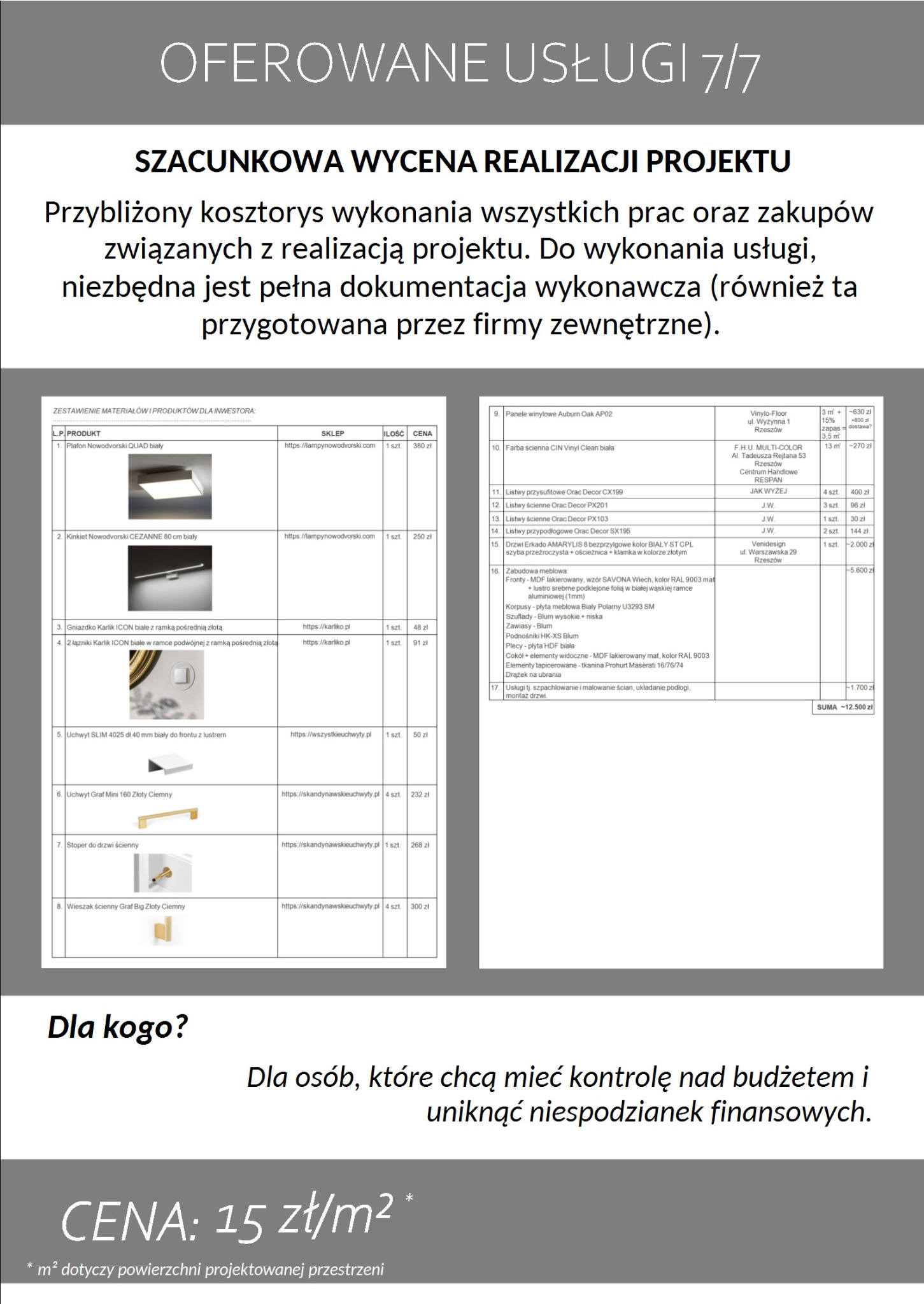 Szacunkowa wycena realizacji projektu